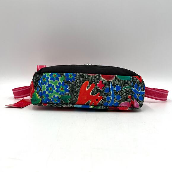 Oilily Small Shoulder Bag Crossbody Floral Print Vegan Colorful Gray Fabric - Picture 10 of 11